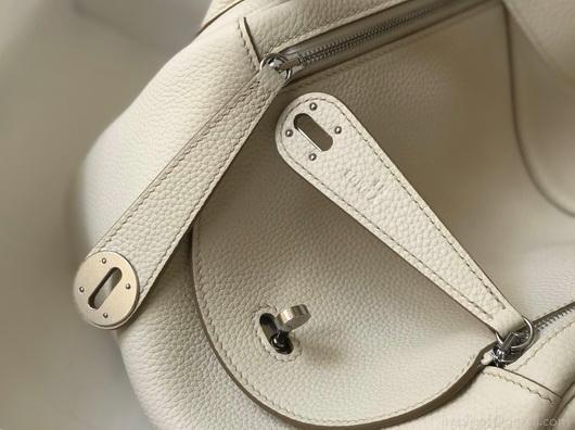 Hermes Lindy 26cm Designer Tote Shoulder Bags Wihte Silver