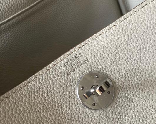 Hermes Lindy 26cm Designer Tote Shoulder Bags Wihte Silver