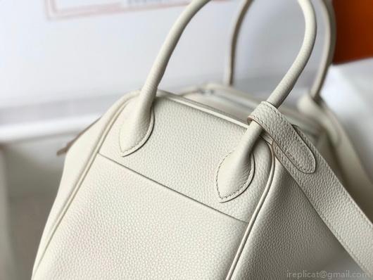 Hermes Lindy 26cm Designer Tote Shoulder Bags Wihte Silver
