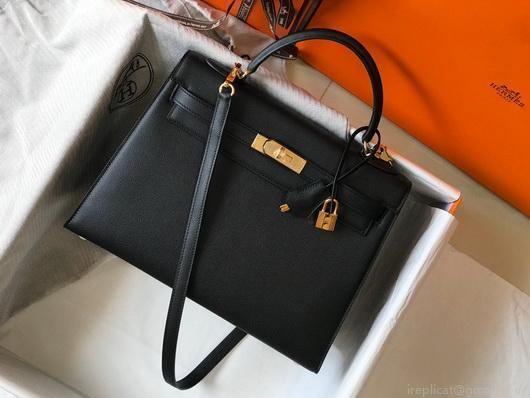Hermes Sellier Kelly 28cm of Epsom Leather Bag 20330 Black