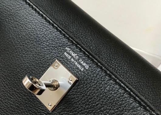 Hermes Kelly 22cm of Danse Leather Bag 20350 Black