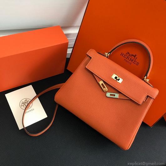 Hermes Kelly Danse 20313 Designer Tote Shoulder Strap Bag Orange
