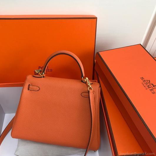 Hermes Kelly Danse 20313 Designer Tote Shoulder Strap Bag Orange
