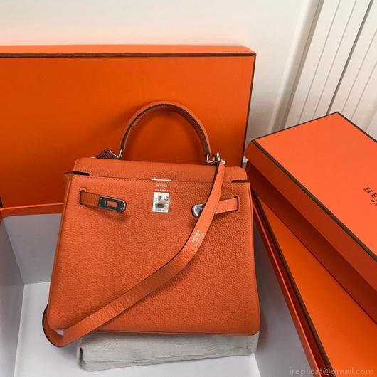Hermes Kelly Danse 20313 Designer Tote Shoulder Strap Bag Orange