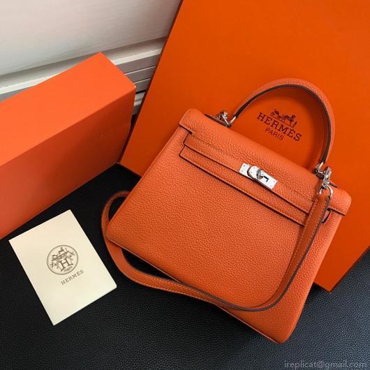 Hermes Kelly Danse 20313 Designer Tote Shoulder Strap Bag Orange
