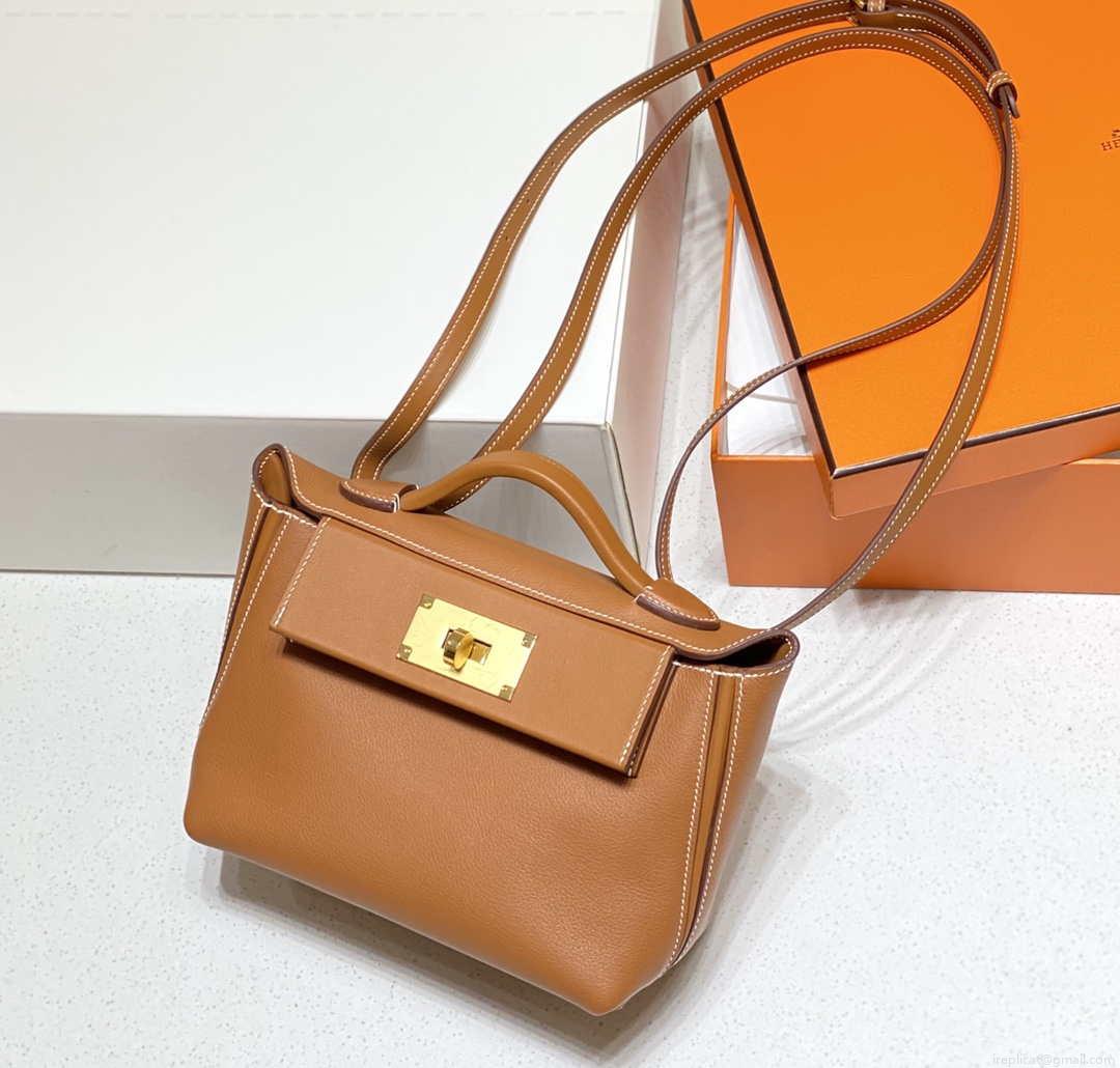 Hermes Mini 2424 Leather 21cm H230262 Brown