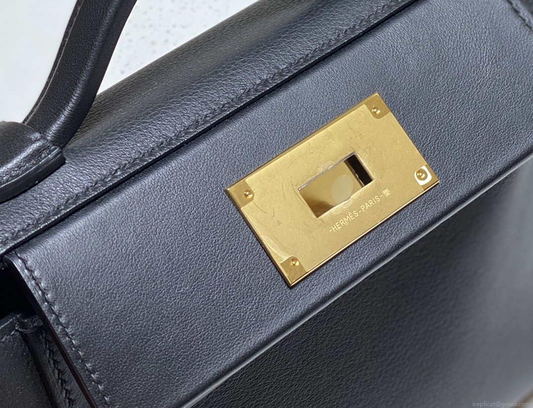 Hermes Mini 2424 Leather 21cm H230263 Black