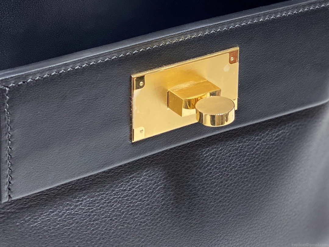 Hermes Mini 2424 Leather 21cm H230263 Black
