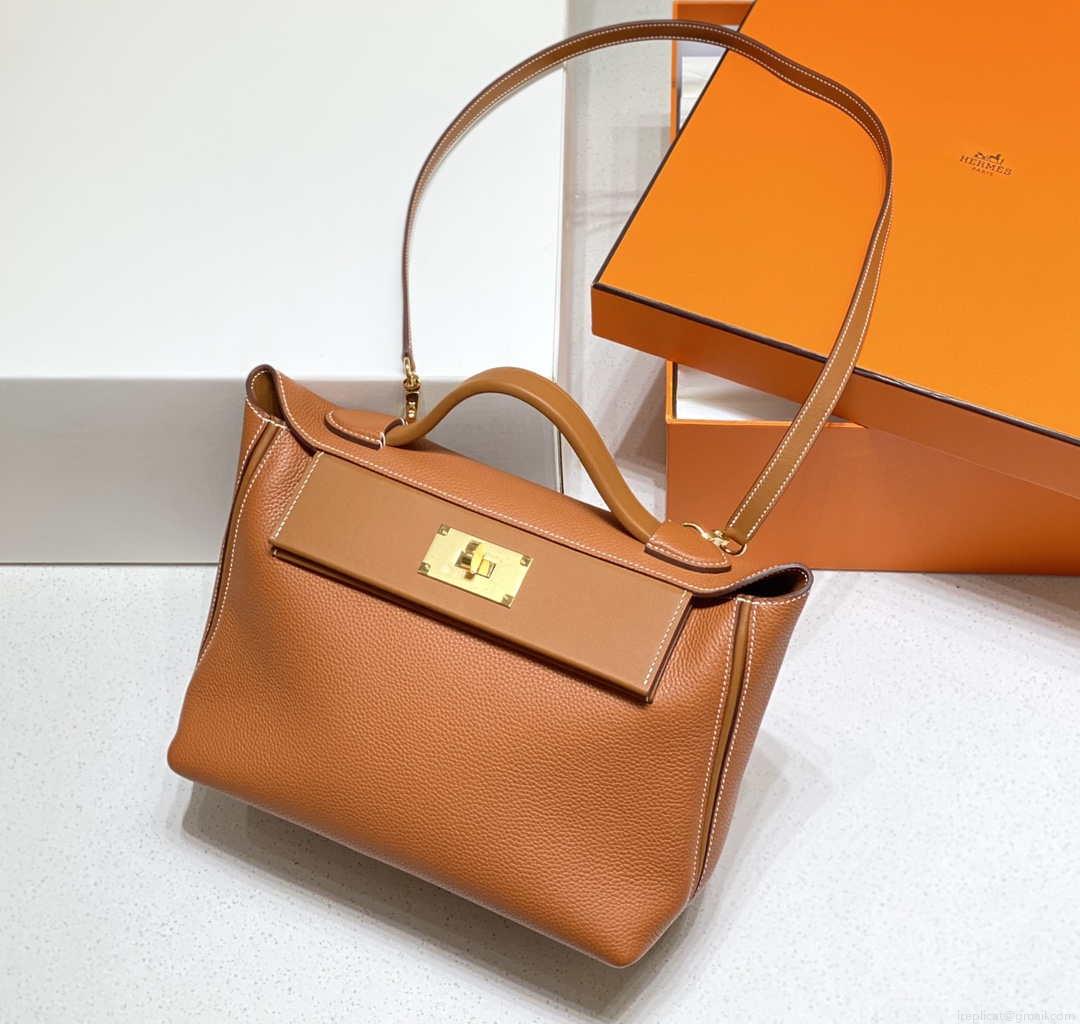 Hermes Kelly 2424 Leather 29cm H230267 Brown Shoulder bag