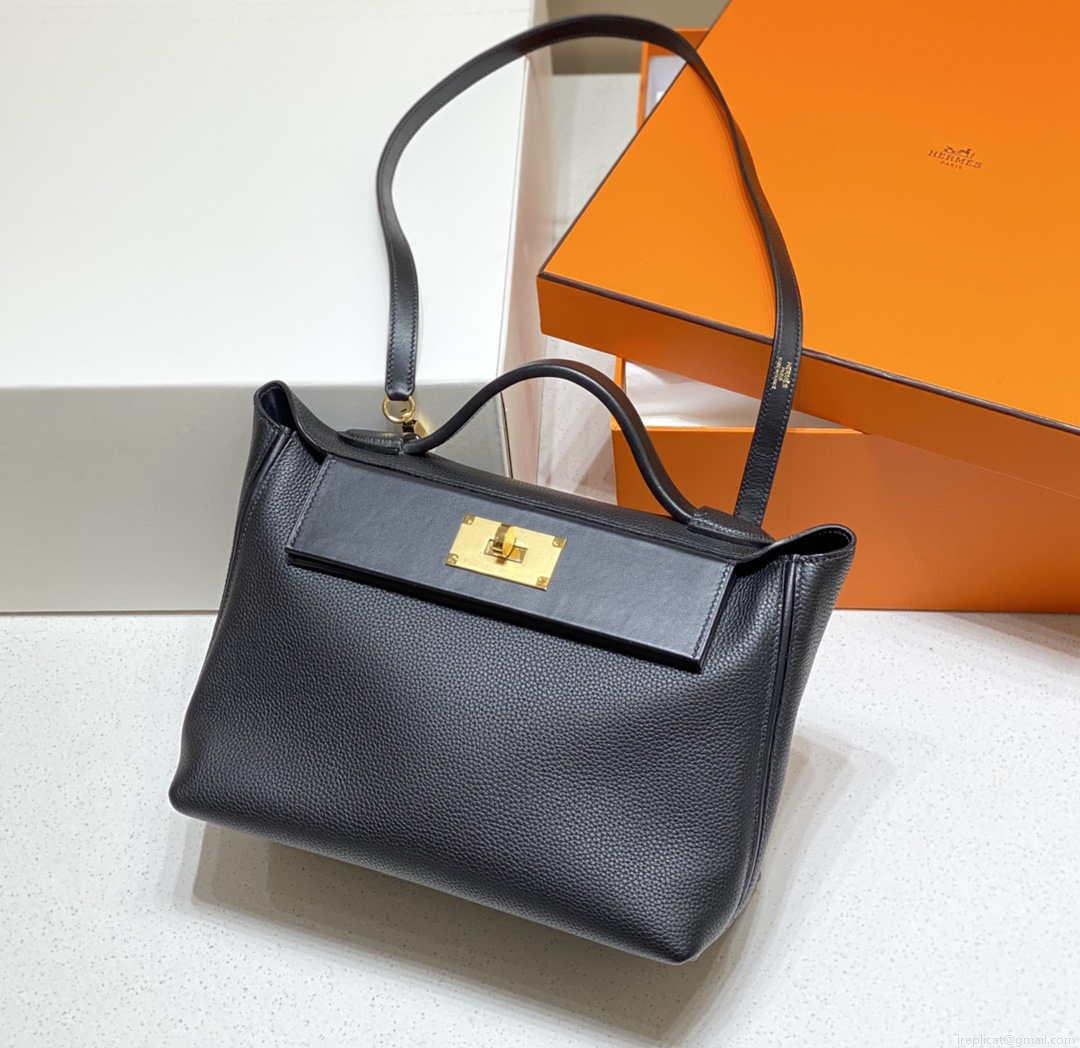 Hermes Kelly 2424 Leather 29cm H230268 Black Shoulder bag