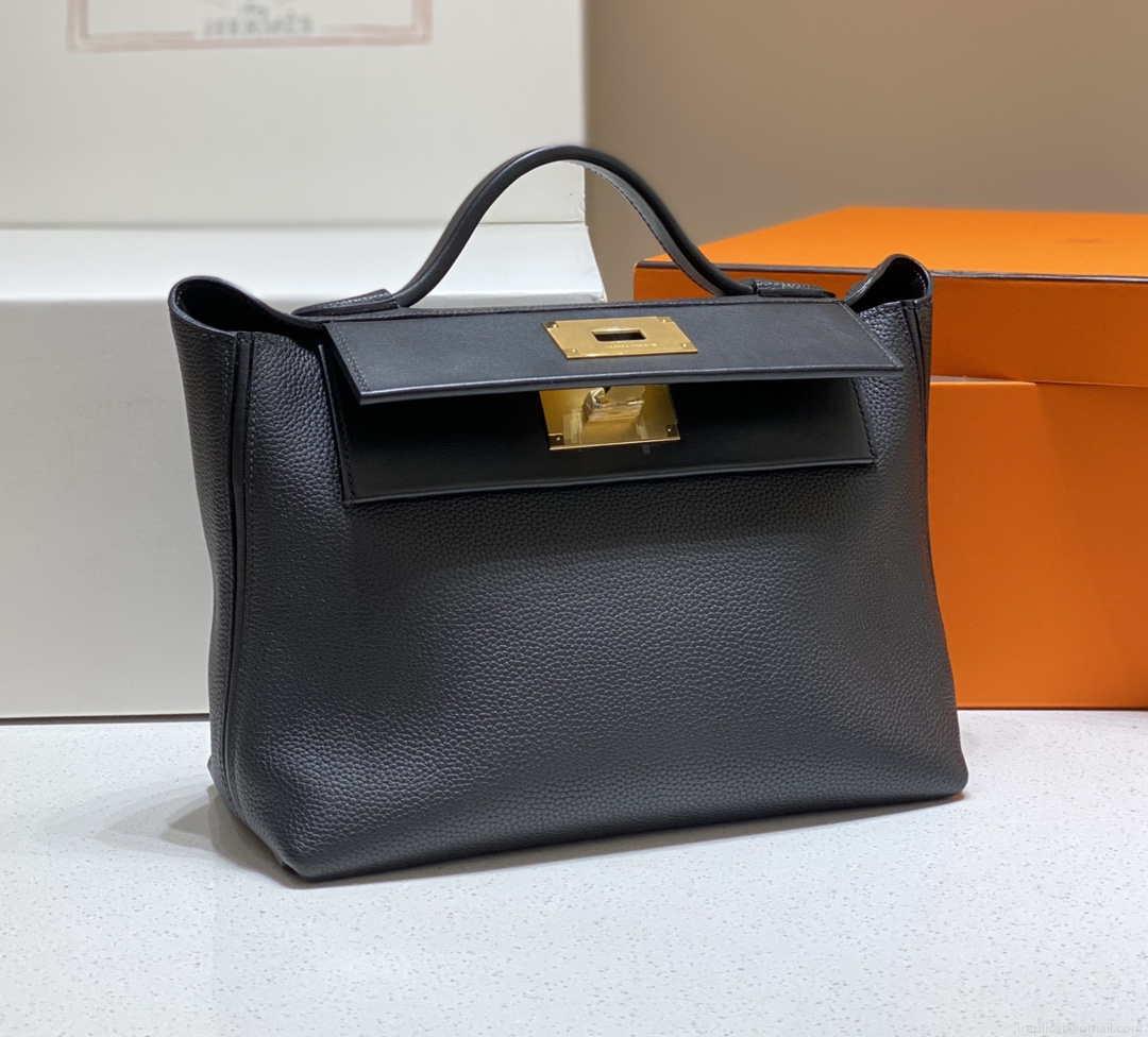 Hermes Kelly 2424 Leather 29cm H230268 Black Shoulder bag