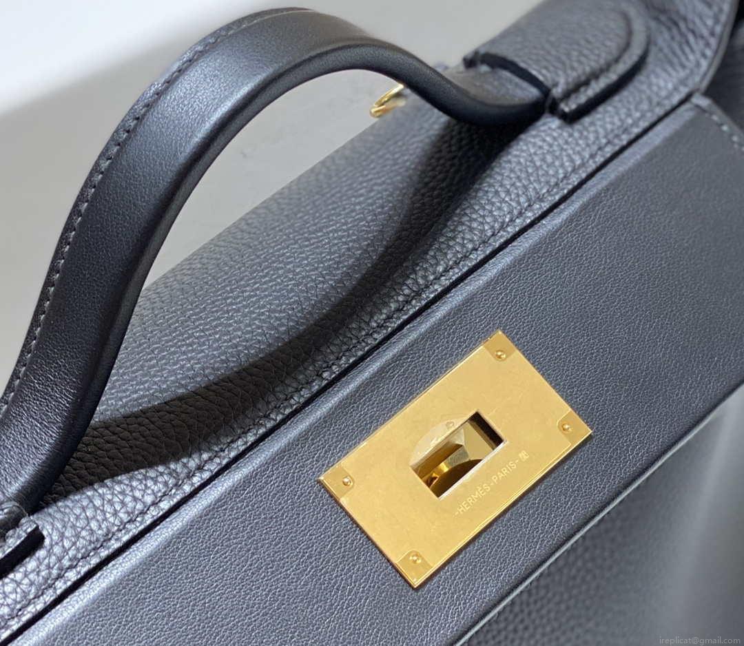 Hermes Kelly 2424 Leather 29cm H230268 Black Shoulder bag