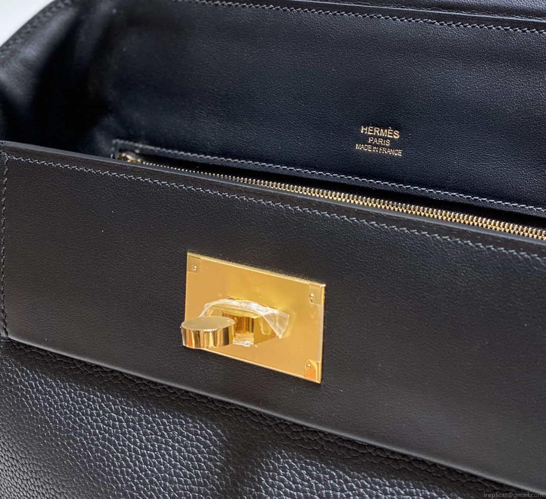Hermes Kelly 2424 Leather 29cm H230268 Black Shoulder bag