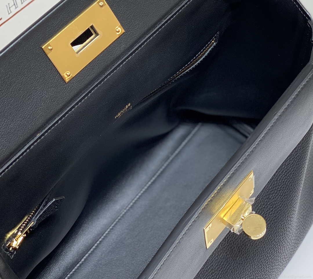 Hermes Kelly 2424 Leather 29cm H230268 Black Shoulder bag