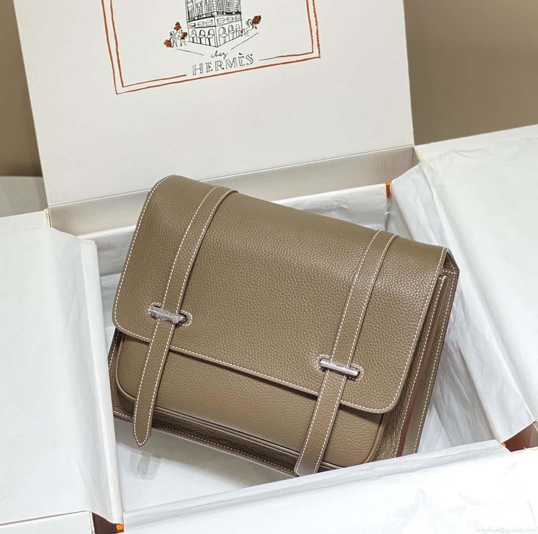 Hermes H074774CK37 Steve light messenger bag Elephant gray