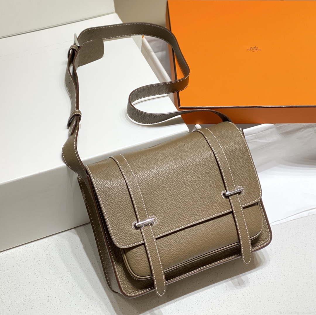 Hermes H074774CK37 Steve light messenger bag Elephant gray
