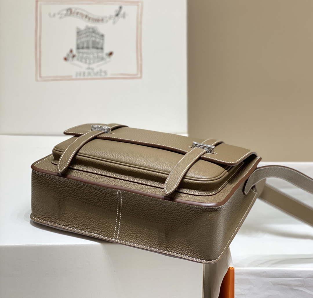 Hermes H074774CK37 Steve light messenger bag 34cm Elephant gray