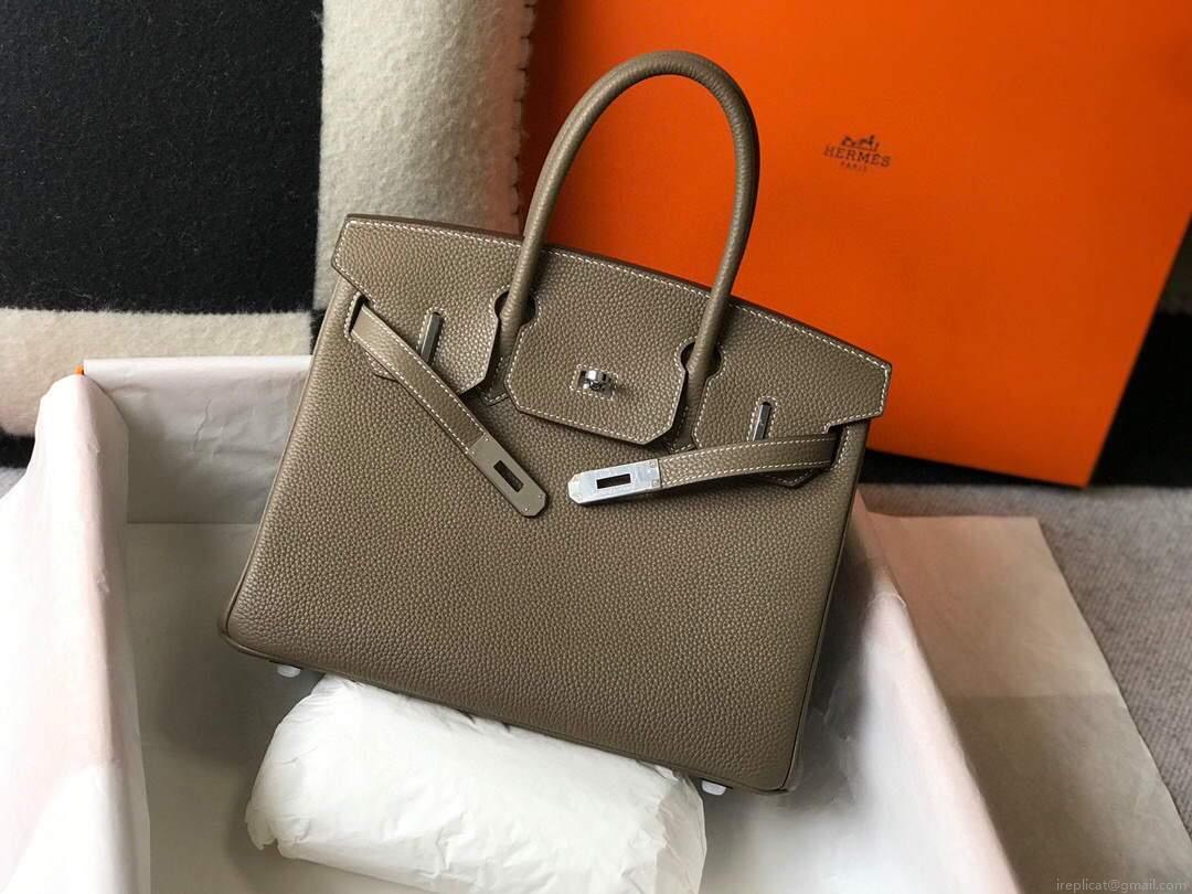 Hermes Birkin Designer Tote Bag Togo Leather 28333 Elephant Grey