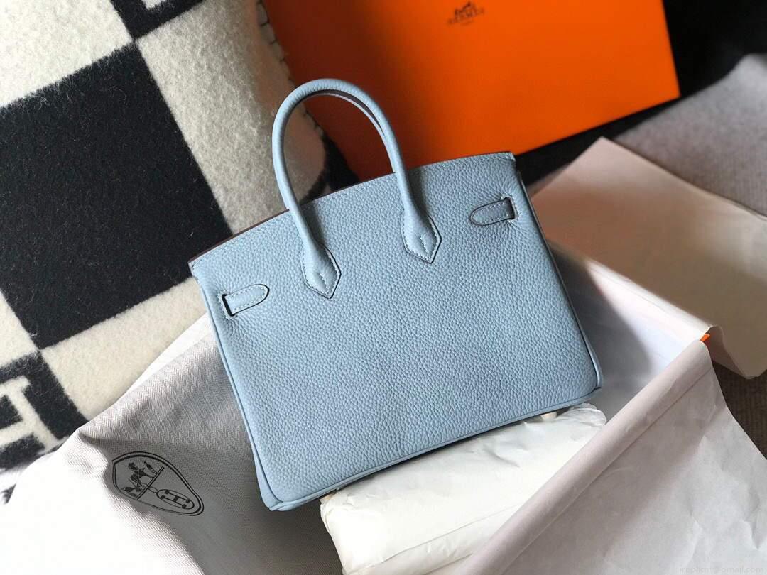 Hermes Birkin Designer Tote Bag Togo Leather 28335 Light Blue