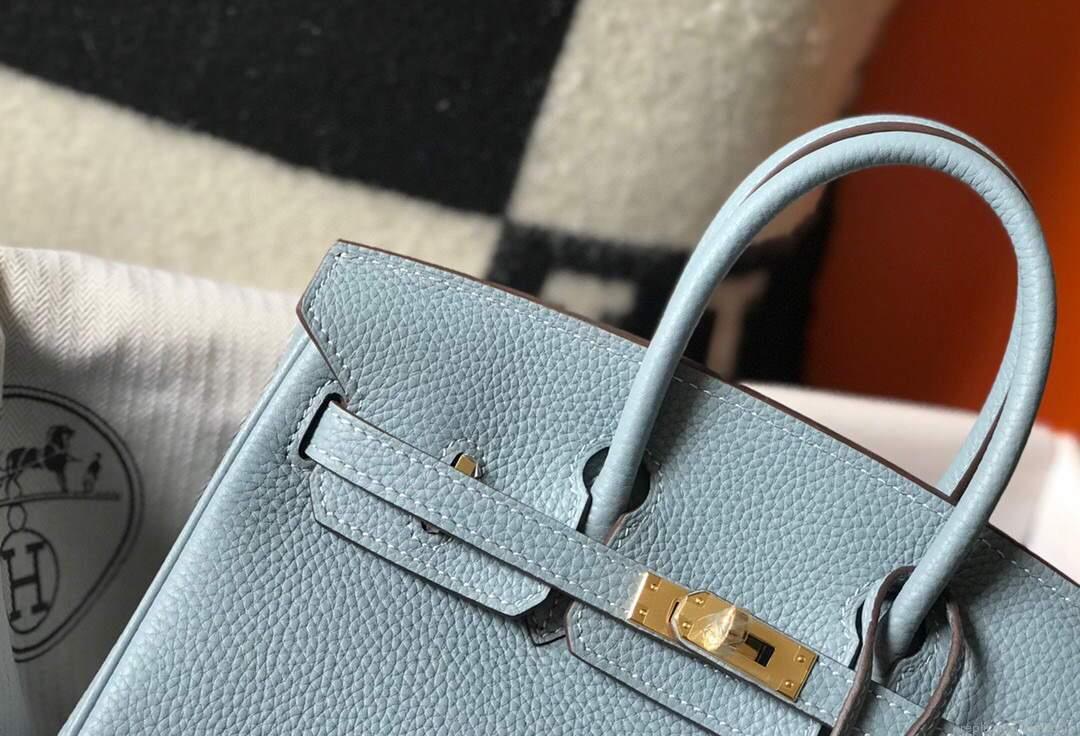 Hermes Birkin Designer Tote Bag Togo Leather 28335 Light Blue