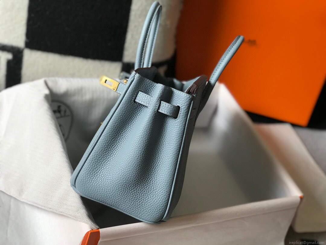 Hermes Birkin Designer Tote Bag Togo Leather 28335 Light Blue