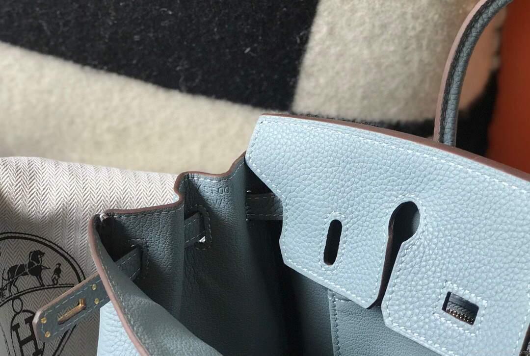Hermes Birkin Designer Tote Bag Togo Leather 28335 Light Blue