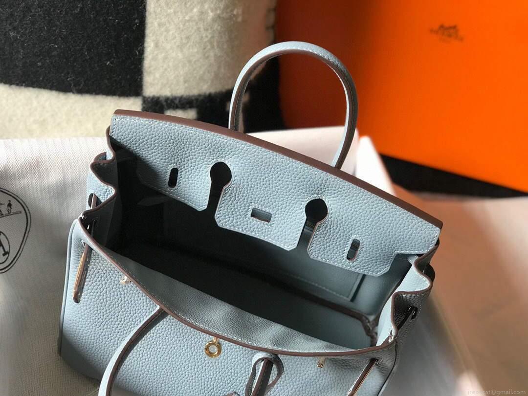 Hermes Birkin Designer Tote Bag Togo Leather 28335 Light Blue