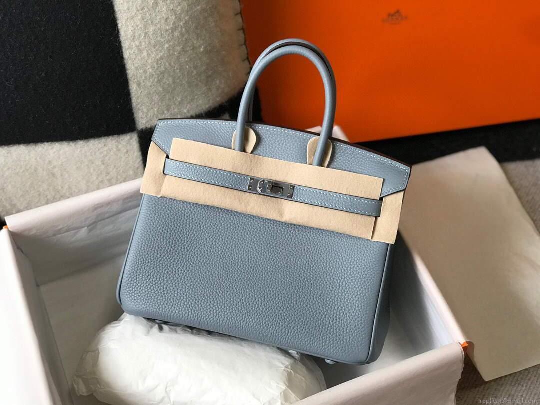 Hermes Birkin Designer Tote Bag Togo Leather 28335 Light Blue