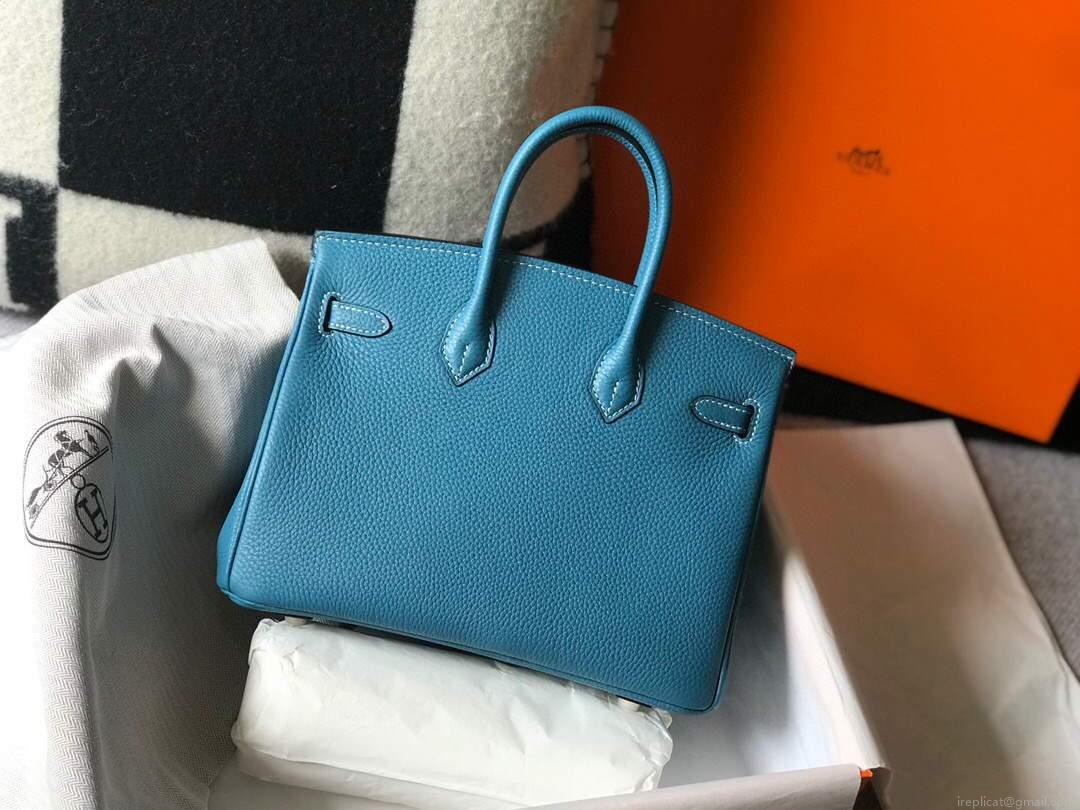 Hermes Birkin Designer Tote Bag Togo Leather 28336 Blue
