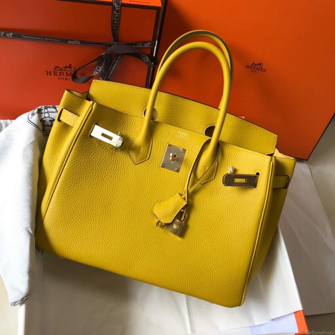 Hermes Birkin Designer Tote Bag Togo Leather 28338 Yellow