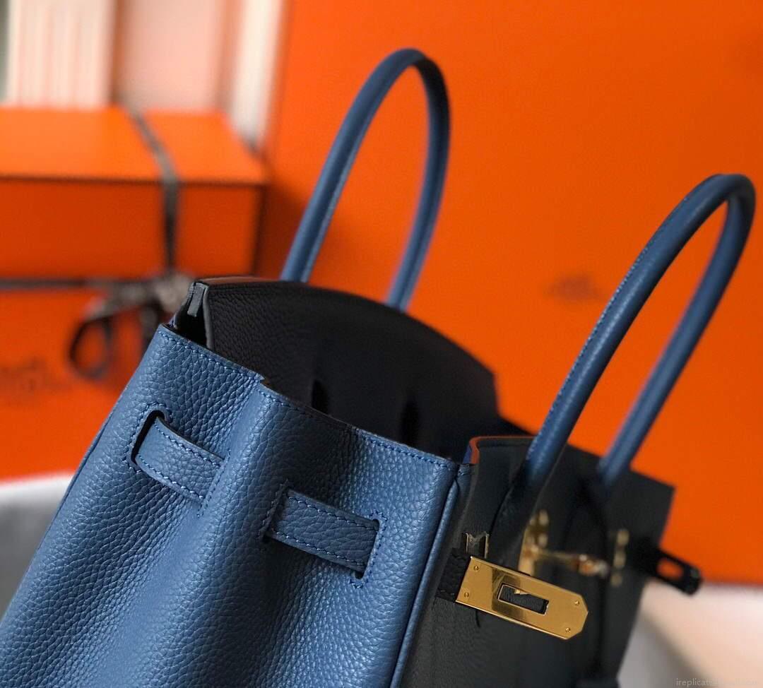 Hermes Birkin Designer Tote Bag Togo Leather 28345 Navy Blue
