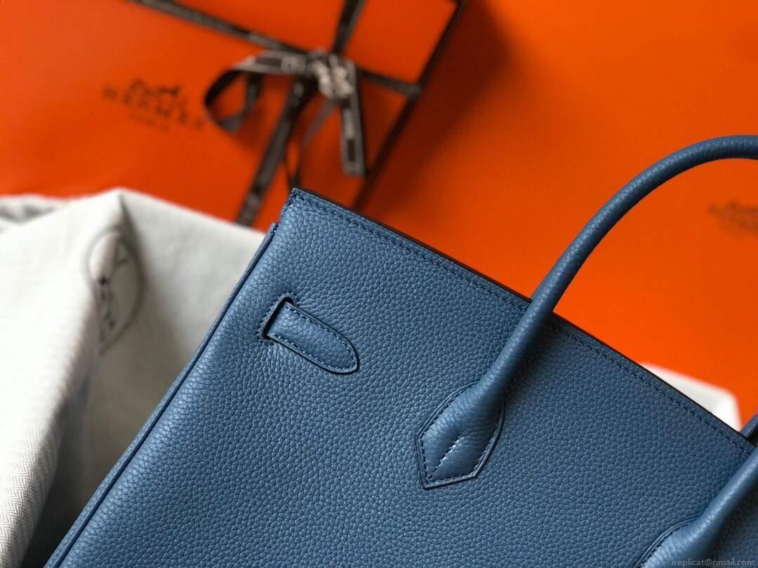 Hermes Birkin Designer Tote Bag Togo Leather 28345 Navy Blue