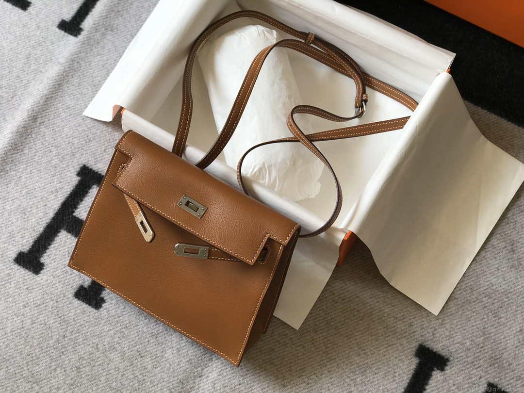 Hermes Kelly Danse 22cm Leather Bag 20353 Tan