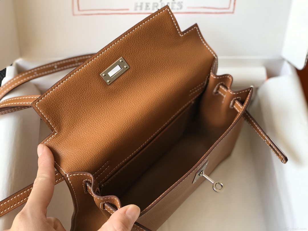 Hermes Kelly Danse 22cm Leather Bag 20353 Tan