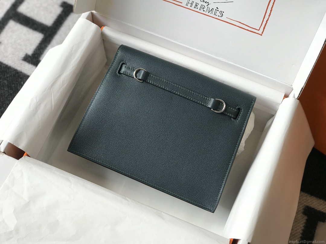 Hermes Kelly Danse 22cm Leather Bag 20354 Dark Green