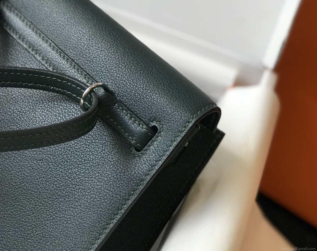 Hermes Kelly Danse 22cm Leather Bag 20354 Dark Green