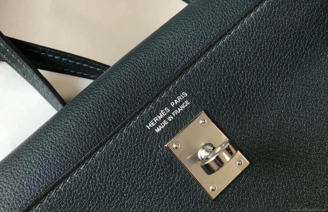 Hermes Kelly Danse 22cm Leather Bag 20354 Dark Green