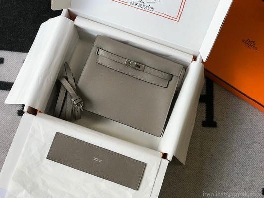 Hermes Kelly Danse 22cm Leather Bag 20356 Gray