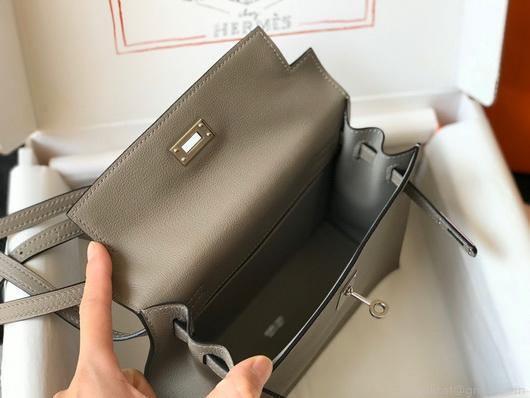 Hermes Kelly Danse 22cm Leather Bag 20356 Gray