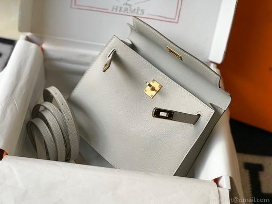 Hermes Kelly Danse 22cm Leather Bag 20360 Gray
