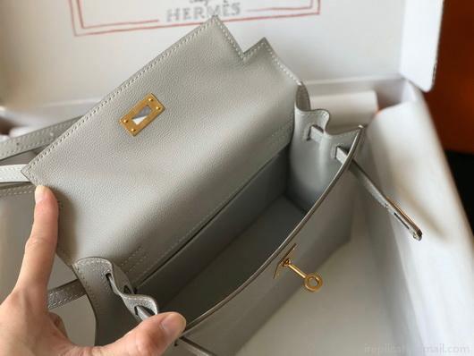 Hermes Kelly Danse 22cm Leather Bag 20360 Gray