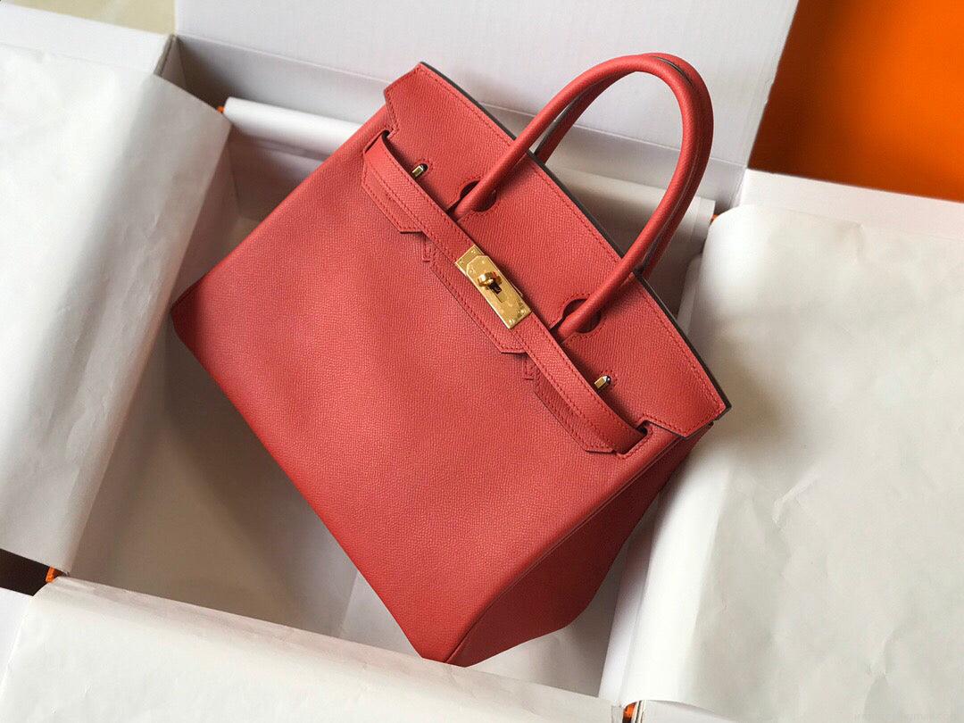 Hermes Birkin Designer Tote Bag Epsom Leather 28354 Red