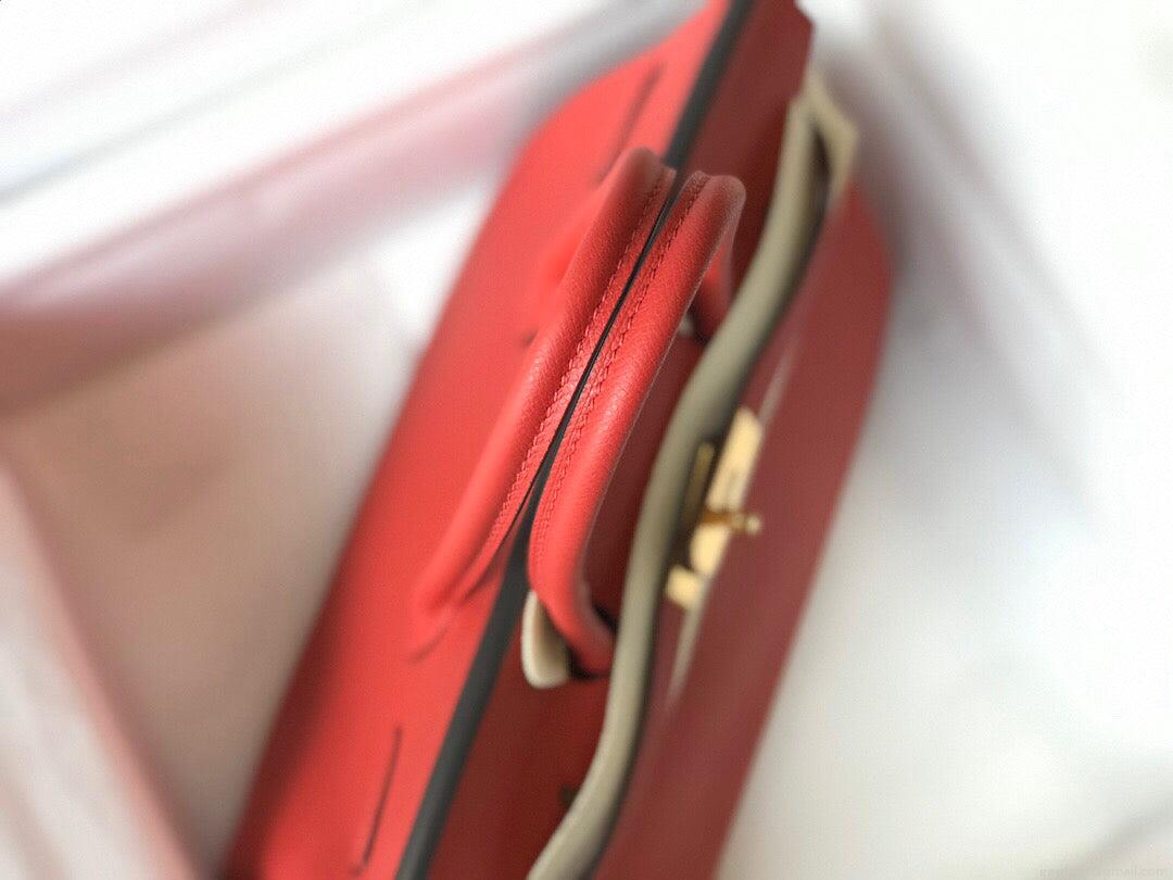 Hermes Birkin Designer Tote Bag Epsom Leather 28354 Red