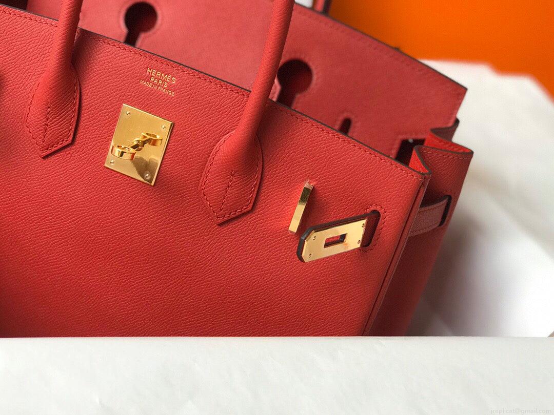 Hermes Birkin Designer Tote Bag Epsom Leather 28354 Red