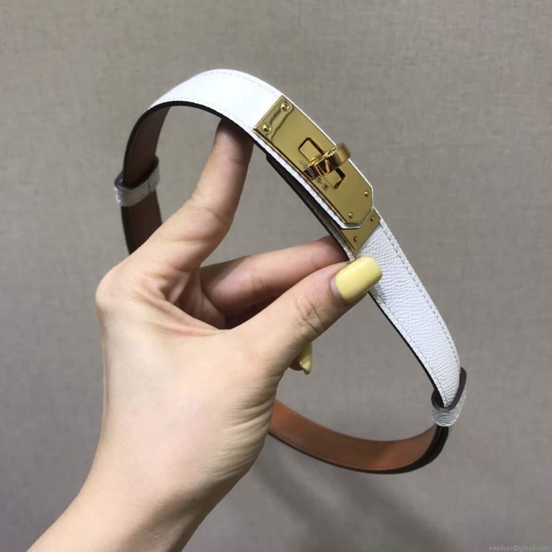 Hermes Women’s Kelly Leather Belt 20MM 19019 White