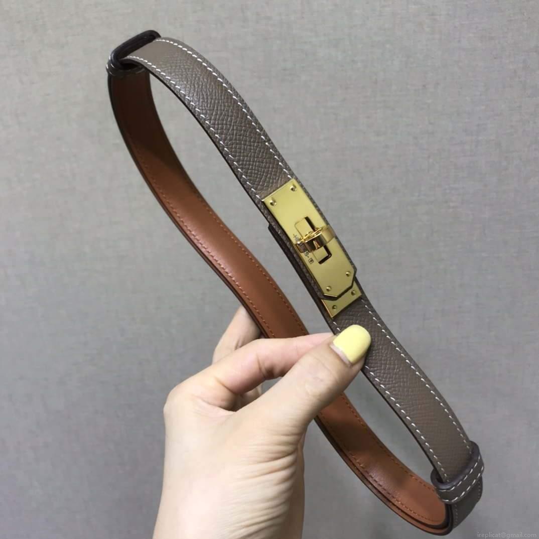 Hermes Women’s Kelly Leather Belt 20MM 19019 Gray