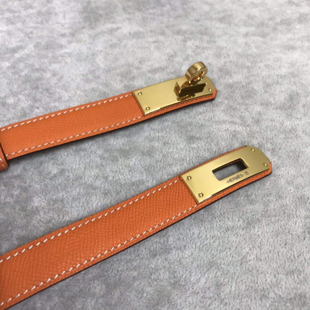 Hermes Women’s Kelly Leather Belt 20MM 19019 Orange