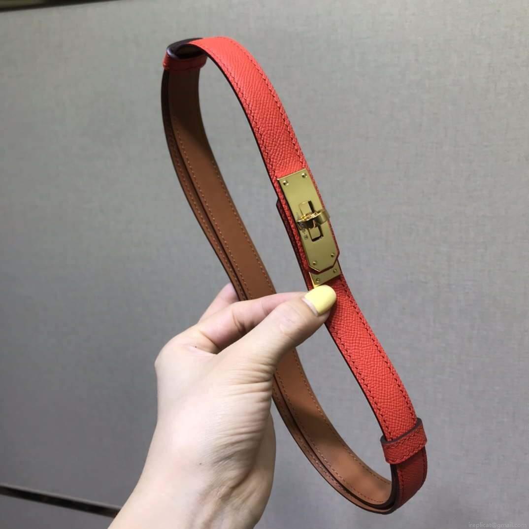 Hermes Women’s Kelly Leather Belt 20MM 19019 Orange Red