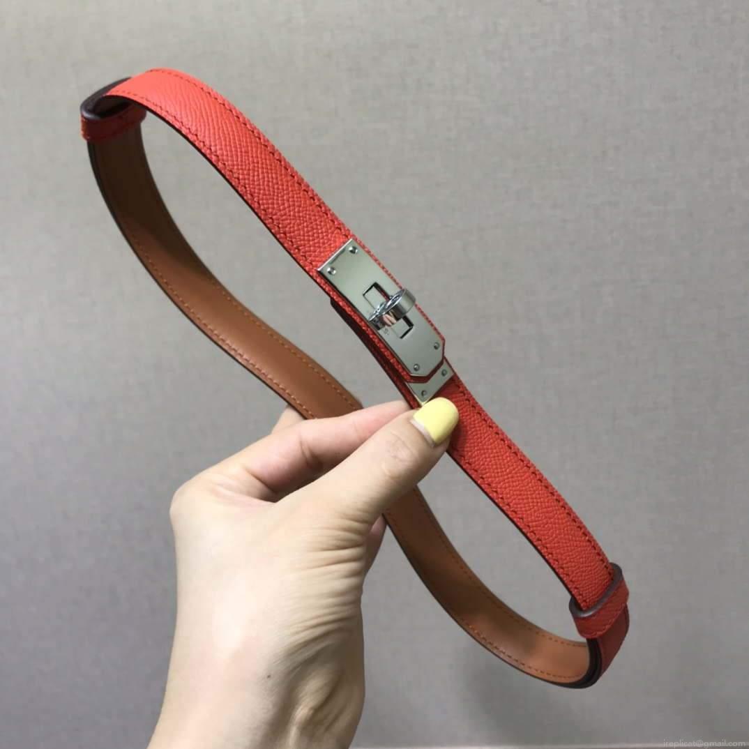 Hermes Women’s Kelly Leather Belt 20MM 19019 Orange Red