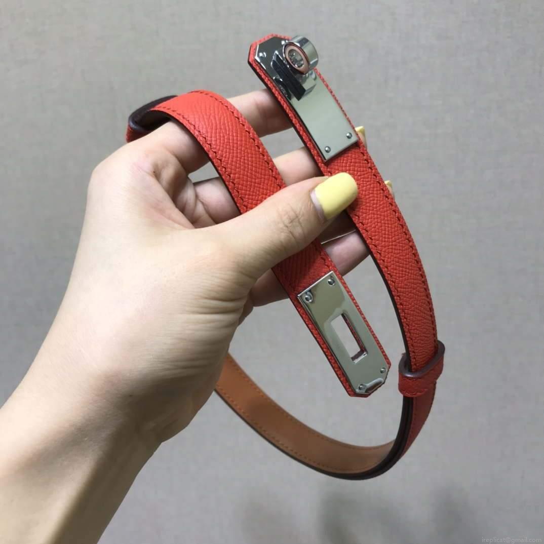 Hermes Women’s Kelly Leather Belt 20MM 19019 Orange Red